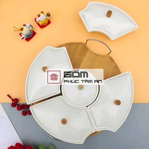 khay mứt sứ khay mứt tết đựng bánh kẹo tròn lõm