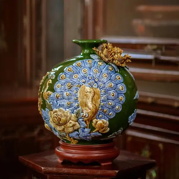 Bình tài lộc vinh hoa phú quý màu xanh lá đẹp 22cm