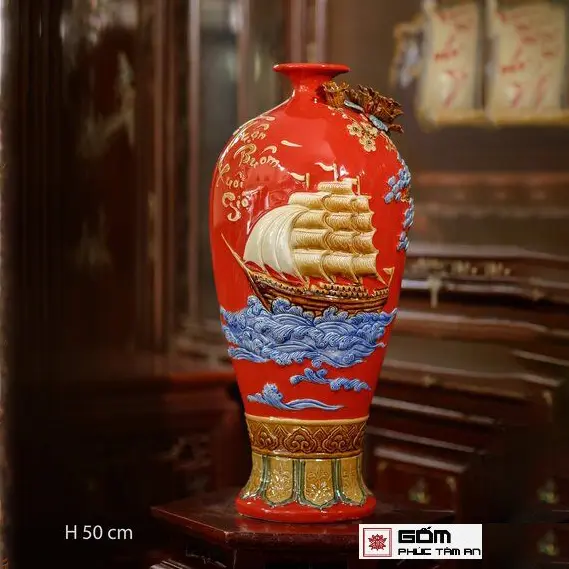 Mai bình thuận buồm xuôi gió màu đỏ cao cấp