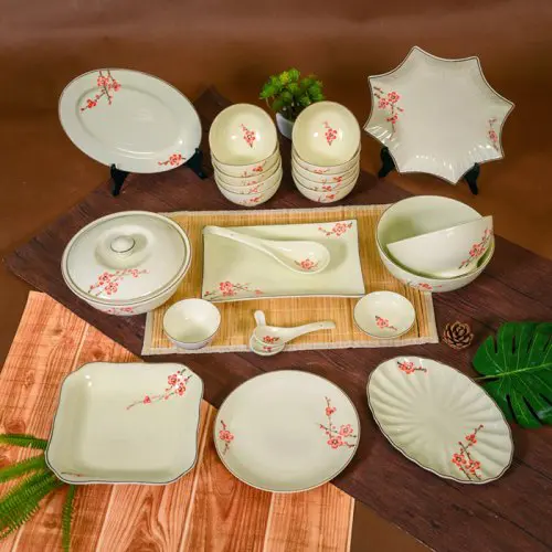 Bộ đồ ăn hoa đào