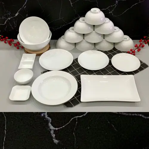 Bộ bát đĩa đẹp trắng tinh xảo cao cấp Bát Tràng giá rẻ 03