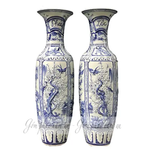 Lọ lục bình đắp nổi tứ quý tùng cúc trúc mai