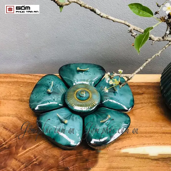 Khay mứt tết hoa đào men hoả biến cao cấp 2 Khay mứt tết hoa đào men hoả biến cao cấp