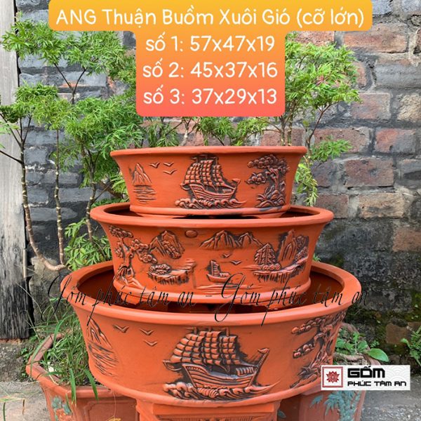 Ang gốm sứ đất đỏ chậu trồng cây bonsai thuyền buồm